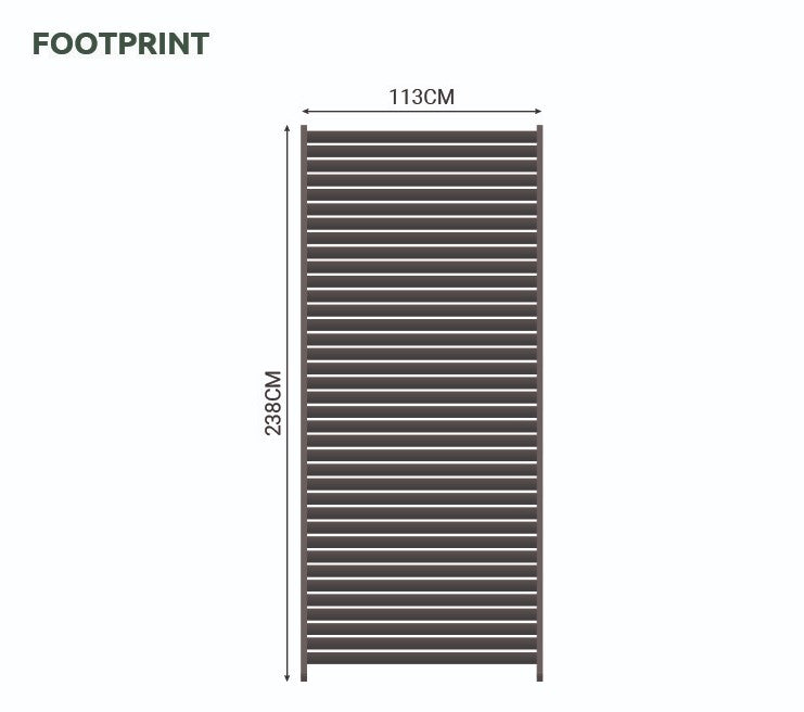 1.2M NOVA TITAN Aluminium Pergola FIXED WALL - GREY