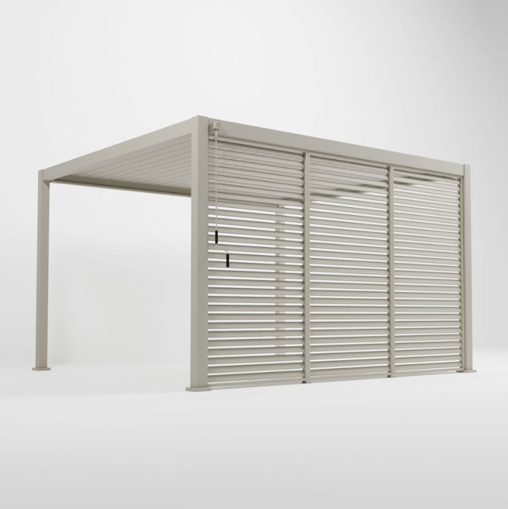 1M NOVA TITAN Aluminium Pergola FIXED WALL - PEBBLE