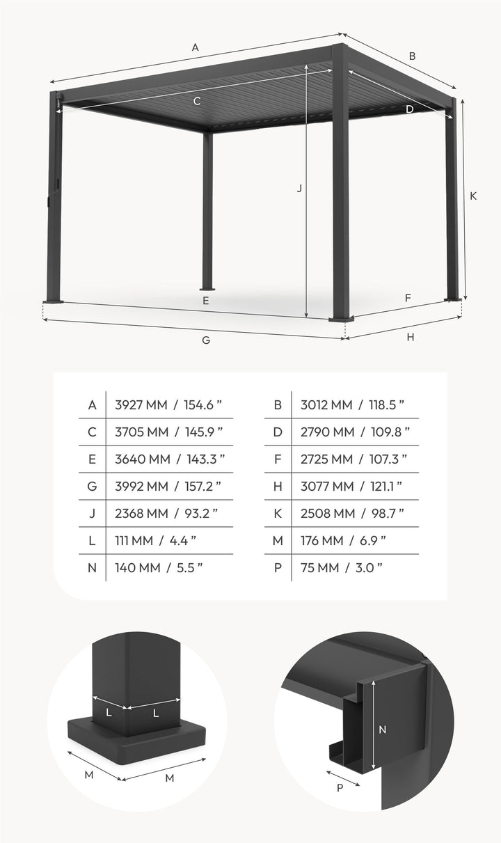 4M x 3M Rectangular NOVA TITAN Pergola GREY New 2025 Model FREE INSTALLATION