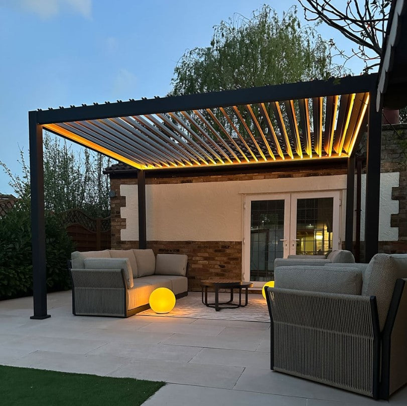 4M x 3M Rectangular NOVA TITAN LED Pergola GREY New 2025 Model NEW