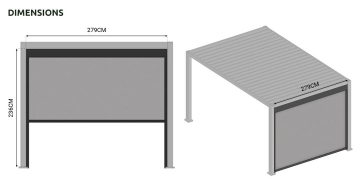 3M NOVA TITAN Aluminium Pergola PRIVACY SCREEN - GREY