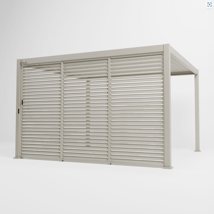 1M NOVA TITAN Aluminium Pergola FIXED WALL - PEBBLE